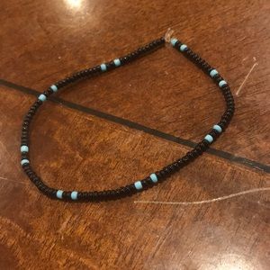 Blue and black seed bead bracelet